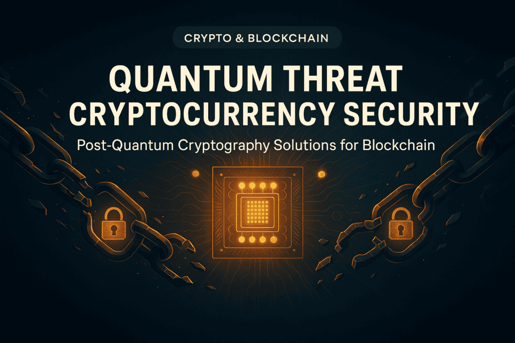 Digital security concept with blockchain and lock icons for cryptocurrency protection.